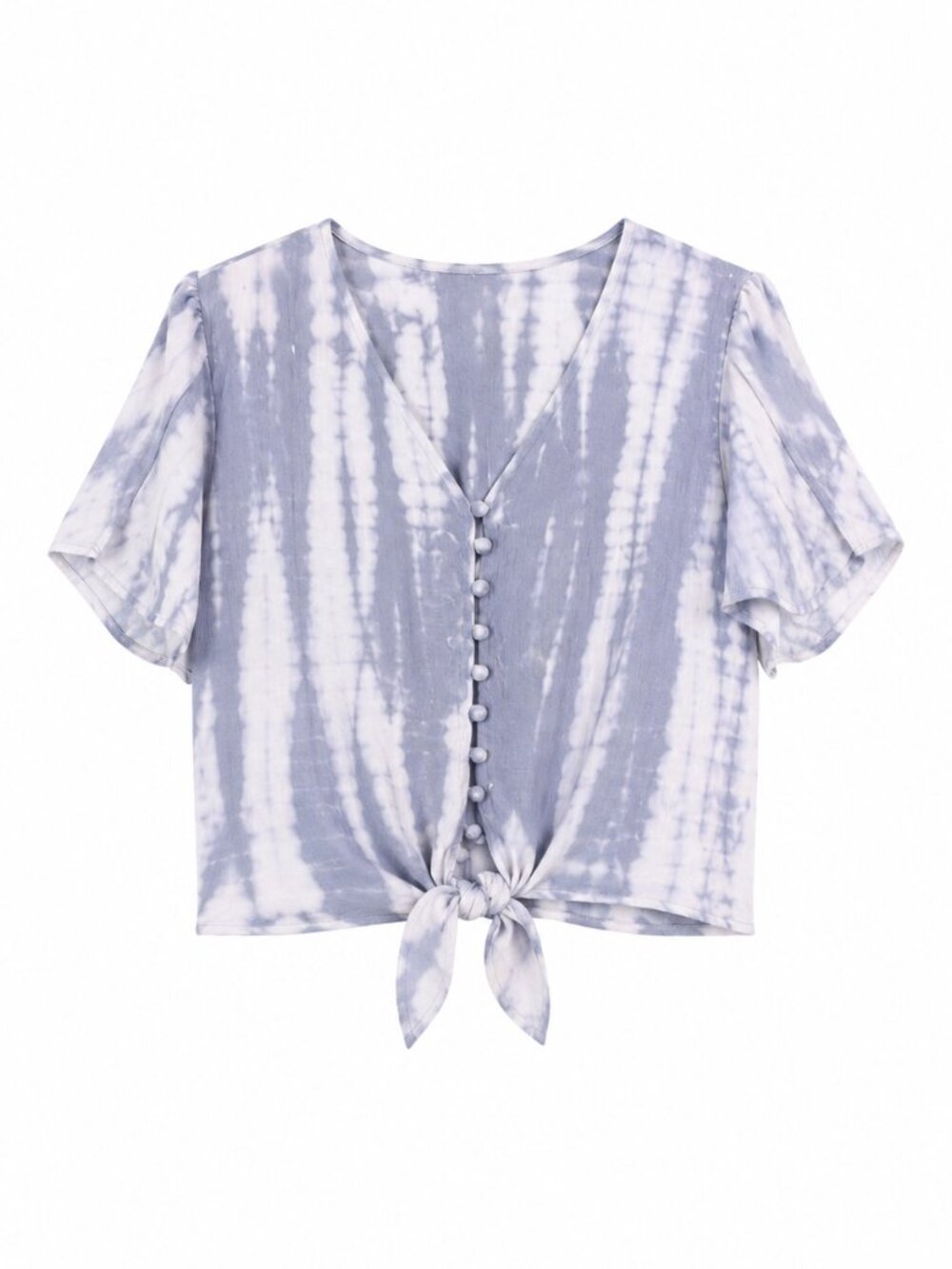 SIM & SAM Boho Tie Front Cloudy Tye Dye Shirt - Size Small